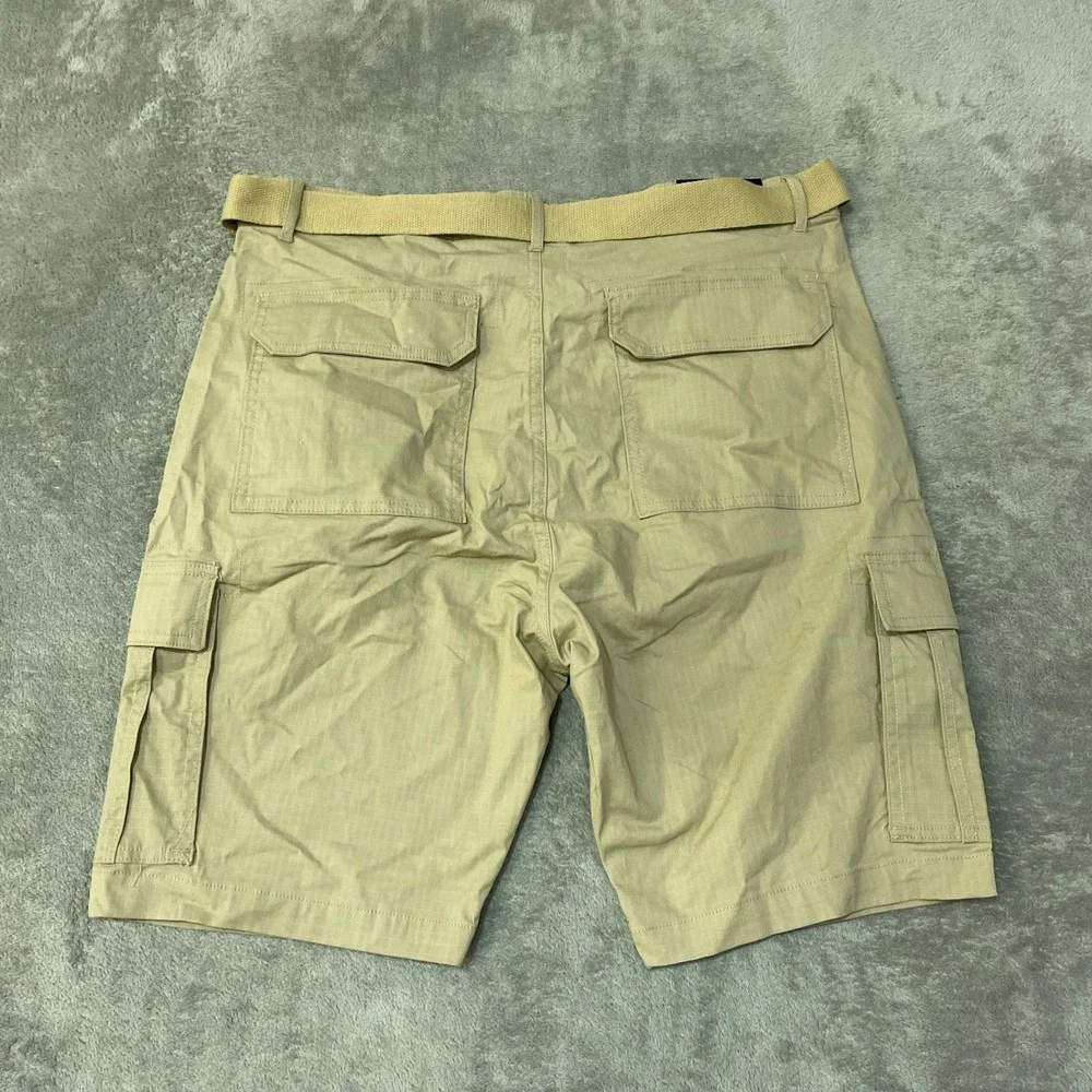 NWT Rugged Trail Cargo Shorts Men's 36 Khaki Cotton Stretch Ripstop